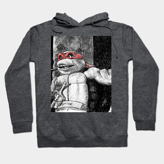 Teenage Mutant Ninja Turtles - Raphael B&W Hoodie by JebMiao